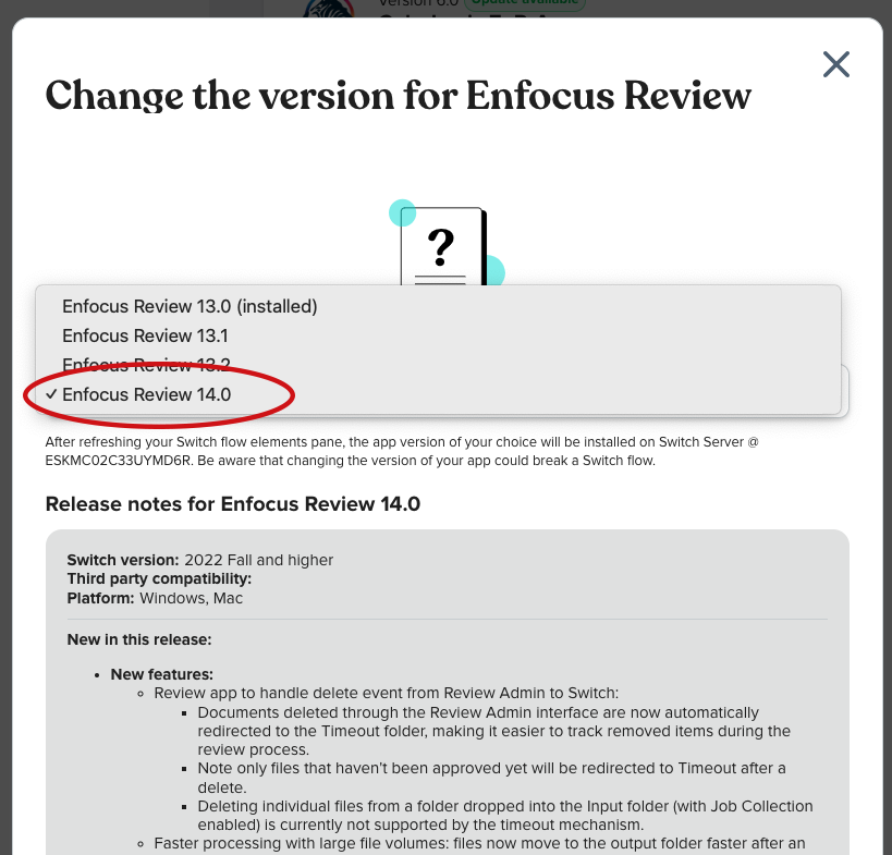 Review App version 14 available
